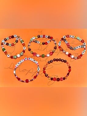 Handmade No Doubt Beaded Stretchy Bracelets